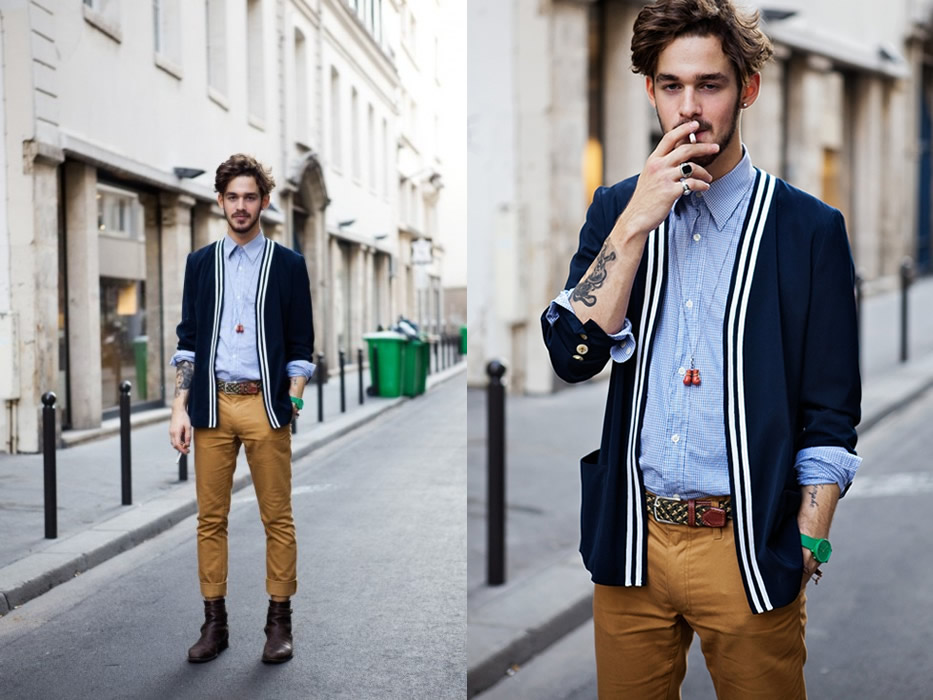 camisa social com cardigan