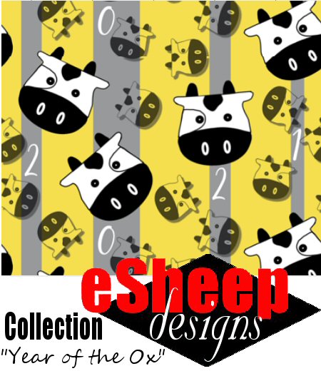 Jumbo Bouncing Ox fabric by eSheep Designs