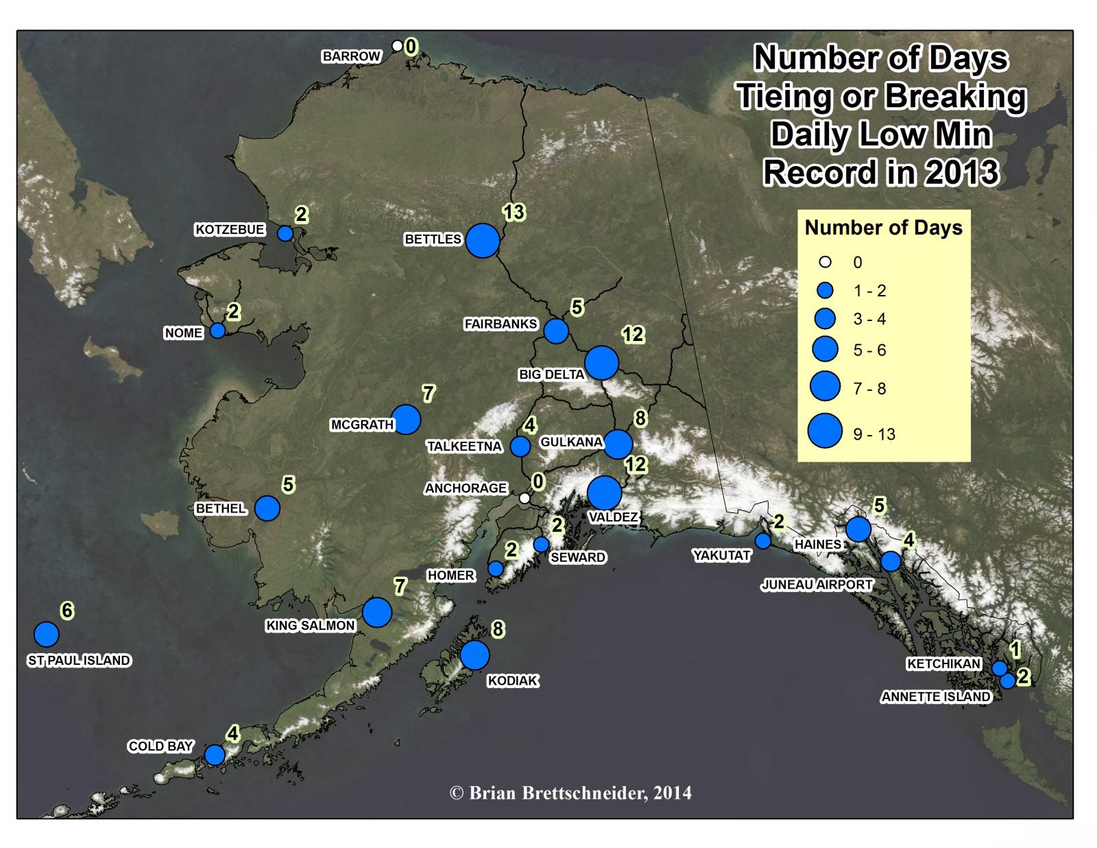 Deep Cold Alaska Weather & Climate Record Daily Temperatures in