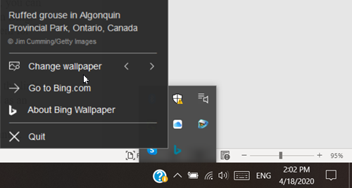 Aplicación Bing Wallpaper para Windows 10