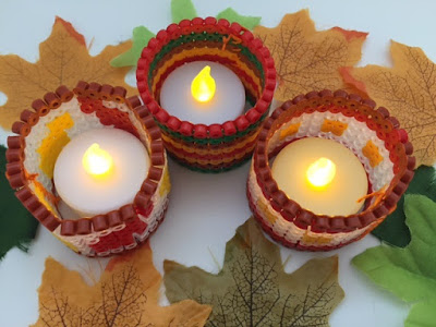 Hama bead candle holders with an Autumn theme