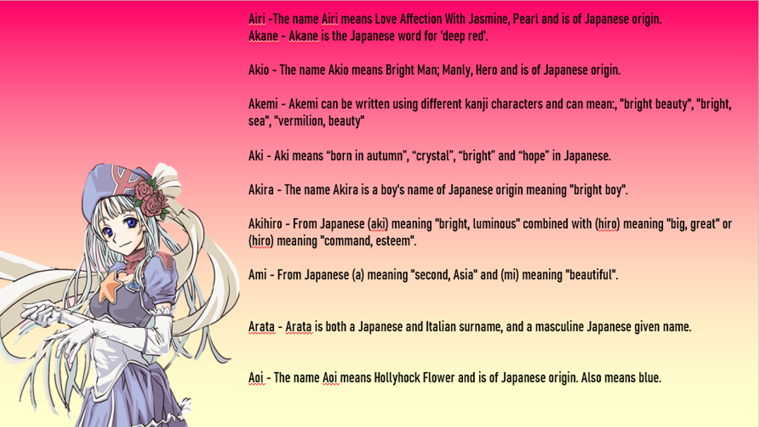 Featured image of post Anime Names Female This category is for fictional characters in anime and manga who are female