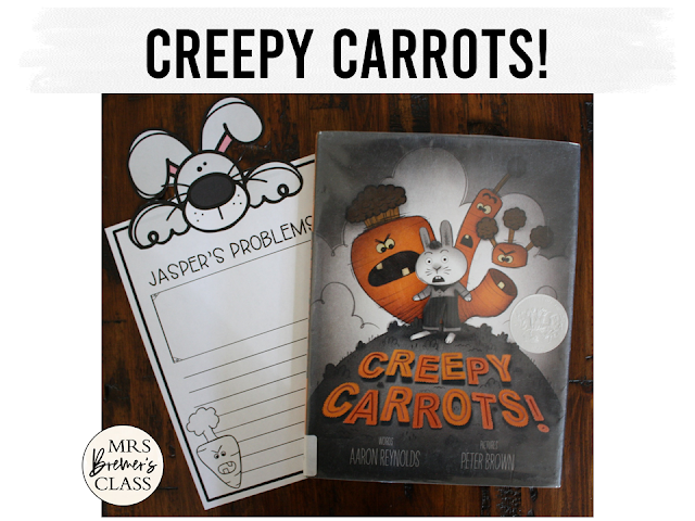 Creepy Carrots book study unit Common Core literacy companion activities and craftivity K-1