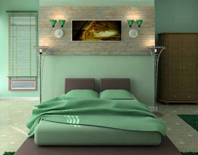Kamar konsep hijau, warna kamar hijau, interior kamar hijau,