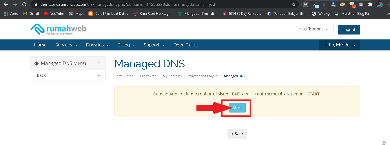 klik start dns