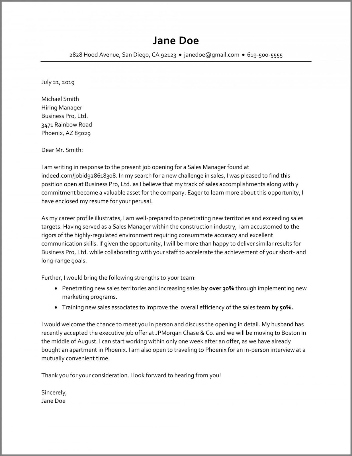 Cover Letter Relocation Examples Resume Letter