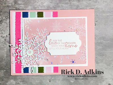 Rick's October 2021 Online Crafty Workshop showcasing four different card designs!  Whimsical Trees Snowflake Christmas Card