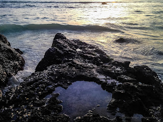 Sea Water Waves Caught On The Rocks At Batu Bolong Beach, Canggu Village, Badung, Bali, Indonesia