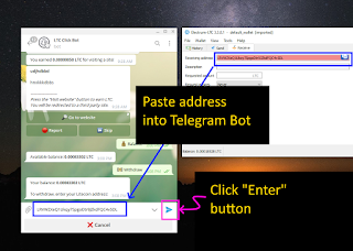 aste withdrawal address into Telegram LTC Click Bot