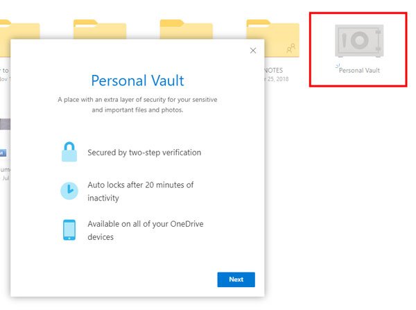 วิธีตั้งค่า OneDrive Personal Vault