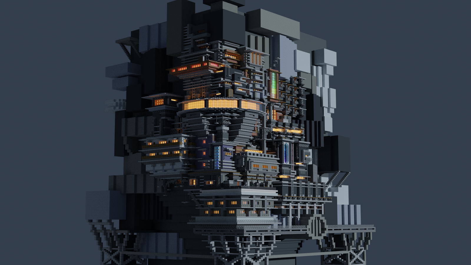 Minecraft cyberpunk skyscraper фото 19