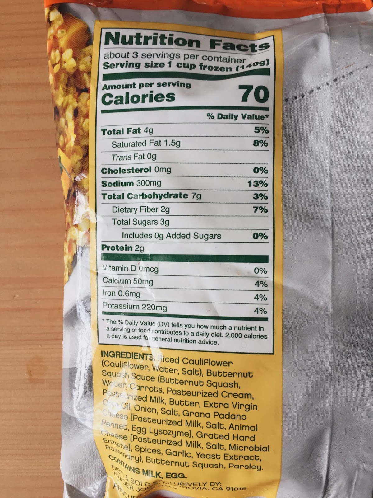 Trader Joe's Riced Cauliflower & Butternut Squash Risotto