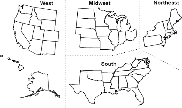 Gehoorzaam duidelijk Helm Kaart Verenigde Staten van Amerika: Kaart regio's en staten Verenigde Staten