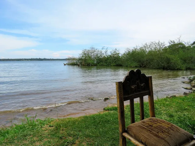 Chair along the shore of Lake Victoria in Entebbe