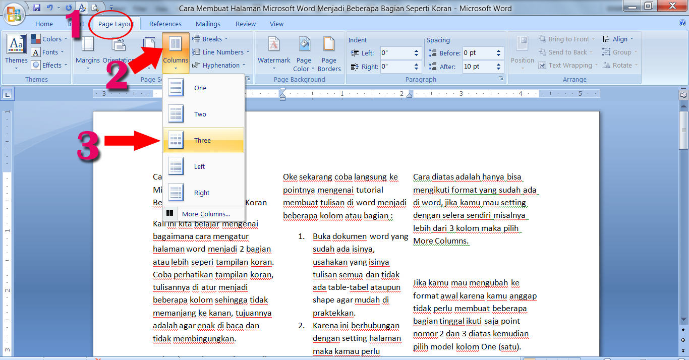 Cara Membuat Halaman Microsoft Word Menjadi Beberapa ...