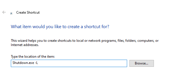 Crear acceso directo para cerrar sesión en Windows 10