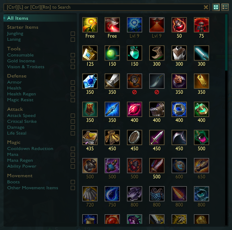 Objetos Primeros pasos en League of Legends.