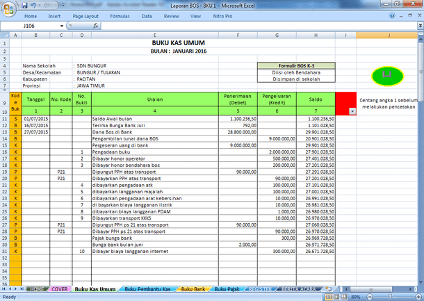 Contoh Berkas Pembukuan Bos Bantuan Operasional Sekolah