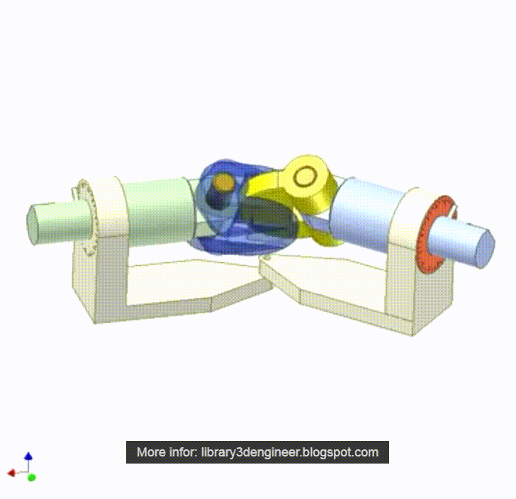 Universal joint 1 animated mechanism Download free 3D cad models