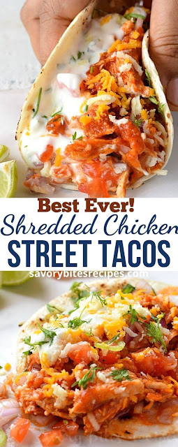 best ever shredded chicken street tacos