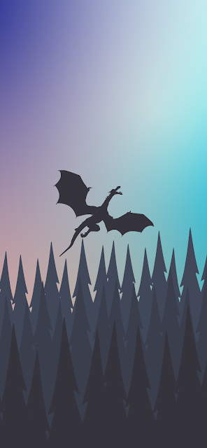 dragon flying above a forest