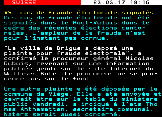 Fraudes électorales not. en Valais