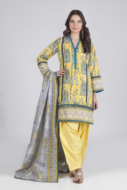 Bonanza Satrangi lawn suit yellow color