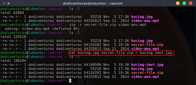 Cara menyembunyikan file ke dalam gambar di linux Cara menyembunyikan file ke dalam gambar di linux