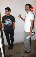 Aamir Khan snapped while dubbing for his film