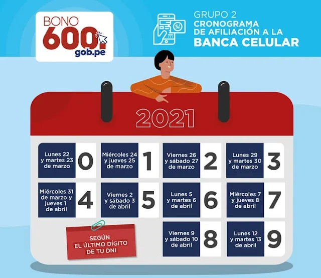 Bono 600 – Nuevo cronograma vía Banca Celular