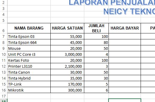 Cara Membuat Laporan Penjualan Harian Di Excel Beserta Contohnya Neicy Tekno