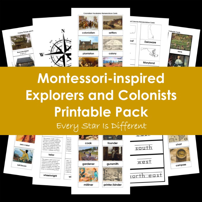 Montessori-inspired Explorers and Colonists Printable Pack