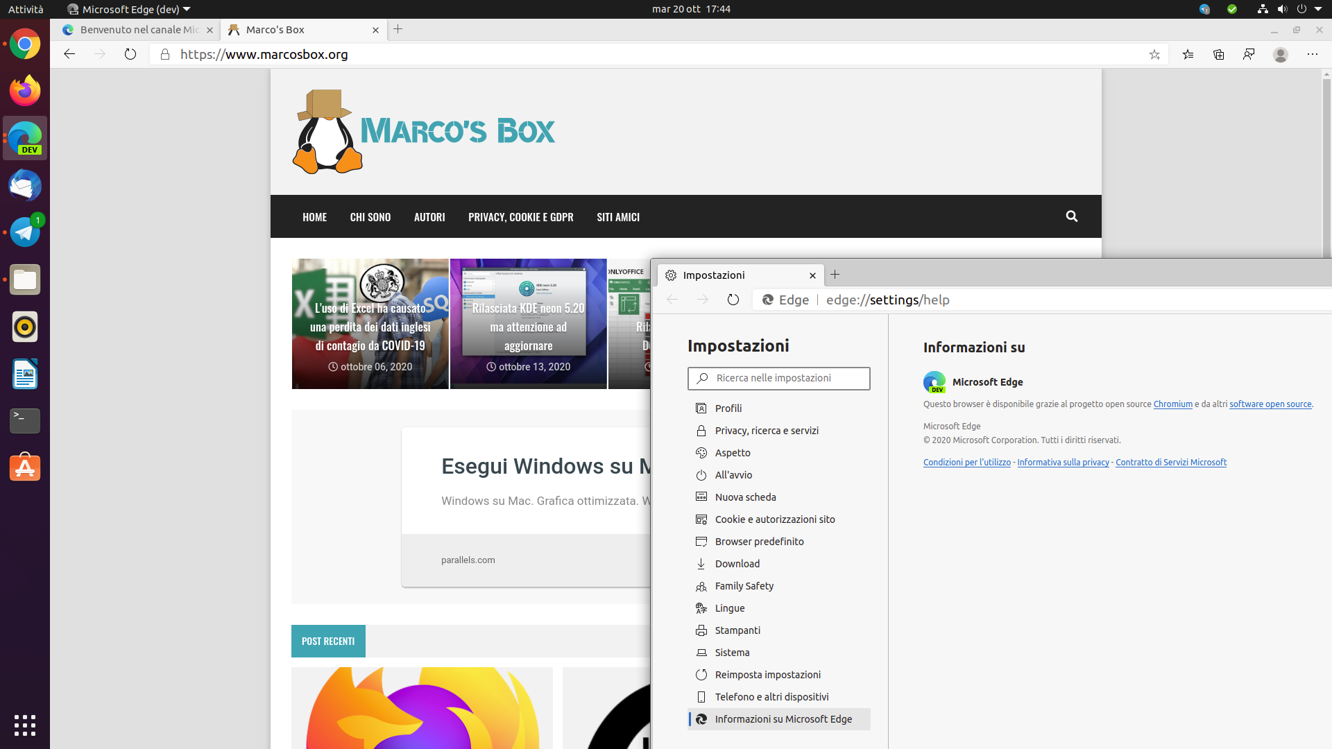 Ecco Microsoft Edge per Linux