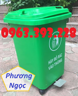 Thùng rác nhựa 60L đạp chân, thùng rác đạp chân 4 bánh xe 742ab2a1e07b02255b6a