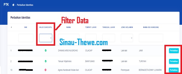 Cara Memperbaiki Residu Nik Identitas Ptk Di Vervalptk New 2020 Sinau Thewe Com