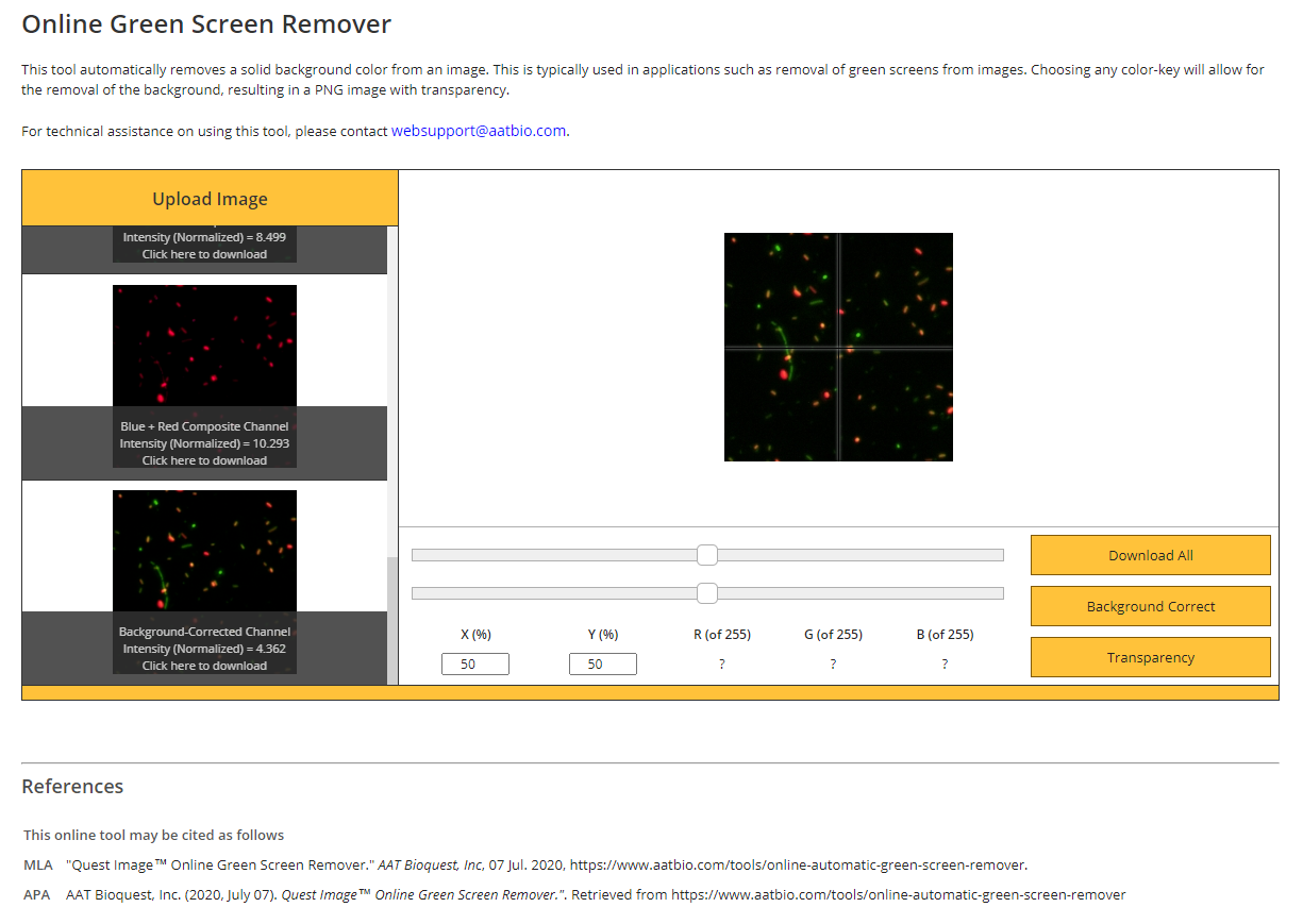 AAT Bioquest OpenAccess Online Green Screen Remover Tool