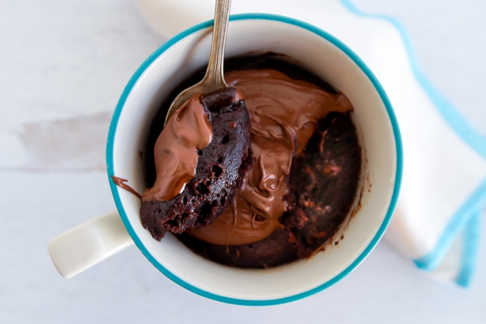 Chocolate Mug Cake for One ... with Nutella frosting