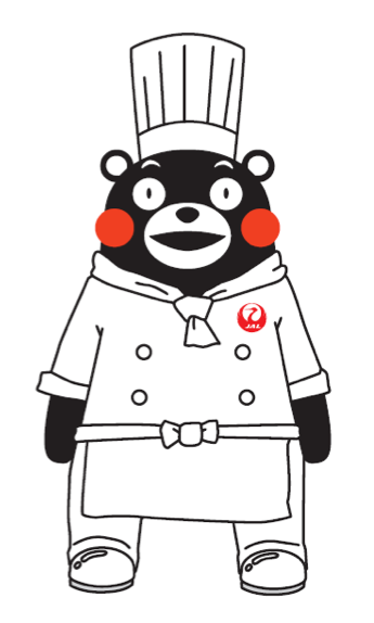 KUMAMON dressed in JAL chef uniform