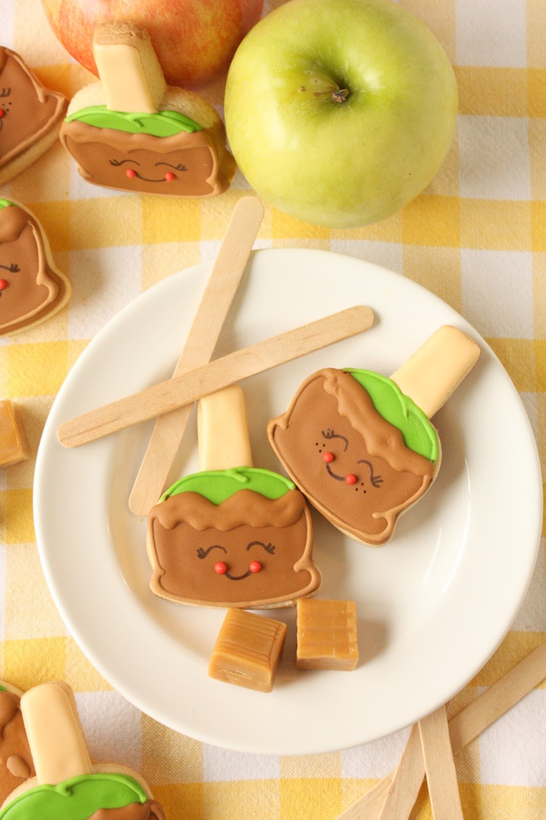 Caramel Apple Sugar Cookies Decorated Cookie Pops