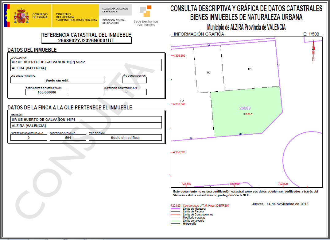 Parcelas Valencia España Parcela residencial plurifamiliar Huerto de Galvañon Alzira (Valencia) Parcelas Valencia España Parcela residencial plurifamiliar Huerto de Galvañon Alzira (Valencia)
