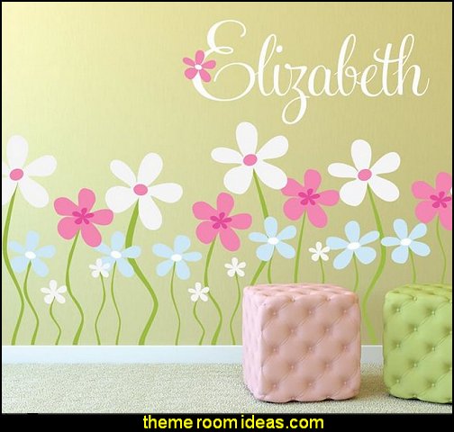 Field of Flowers Wall Decal  Garden Themed Bedrooms - decorating butterfly garden themed bedrooms - garden theme decor - floral bedding - flower theme bedding - flower wall decals - garden themed wall murals - ladybug bedroom ideas - garden wallpaper murals - flower wall decals - cottage garden theme bedroom furniture - house theme bed - adult garden theme bedrooms - floral bedding - Leaf chair