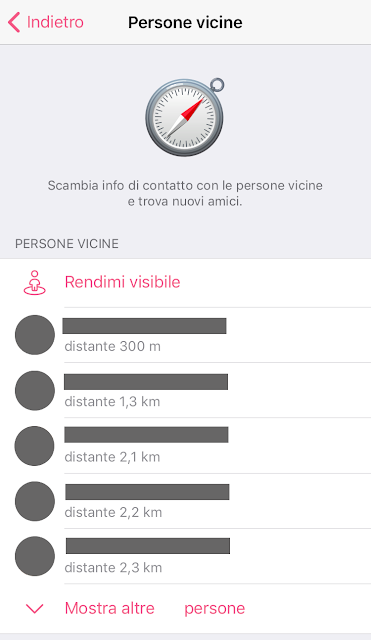 Telegram Messenger per iOS Persone Vicine Rendimi Visibile