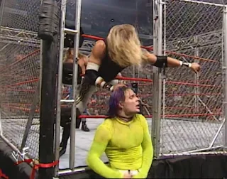WWE / WWF Unforgiven 2000 - Christian slams the cage door on Jeff Hardy