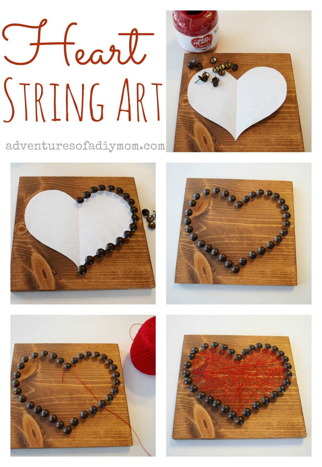 How to Make Valentines Heart String Art - Adventures of a DIY Mom