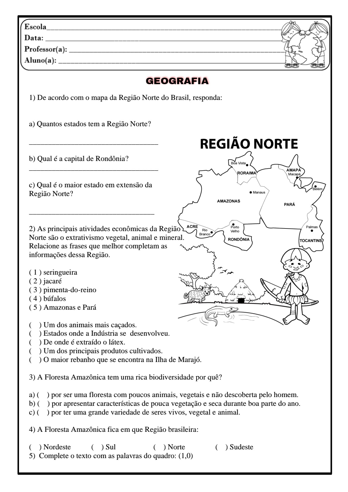 👍Geografia região Norte e Nordeste Atividade de geografia para trabalhar a Região Norte e 👍Geografia região Norte e Nordeste Atividade de geografia para trabalhar a Região Norte e