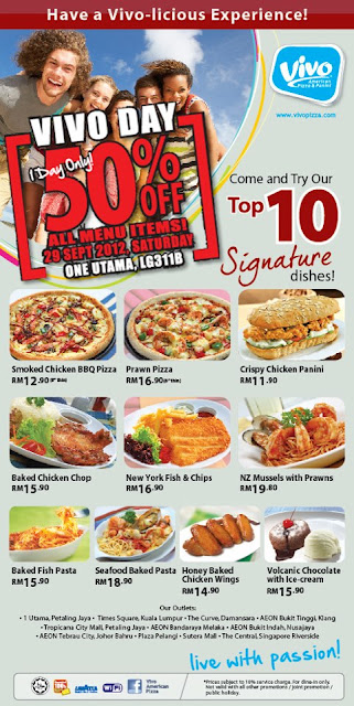 Vivo Pizza Malaysia: 50% OFF Promotion