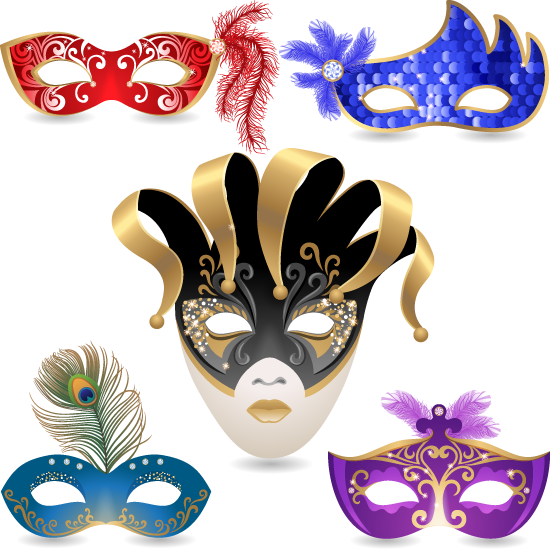 Máscaras de carnaval veneciano - Vector