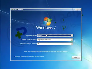 واجهة  تسطيب Windows 7