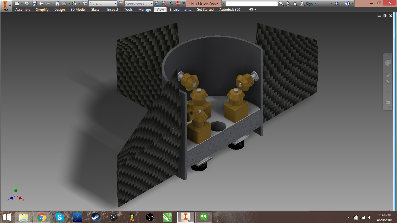 First version of gearmotor design, prior to miniaturization