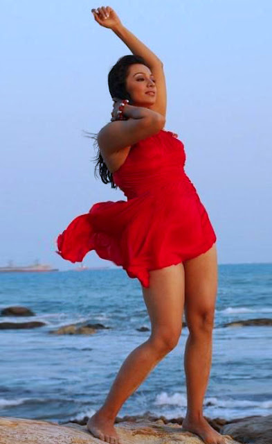Asha Saini Hot Legs In Red Swimsuit Photos South Indian